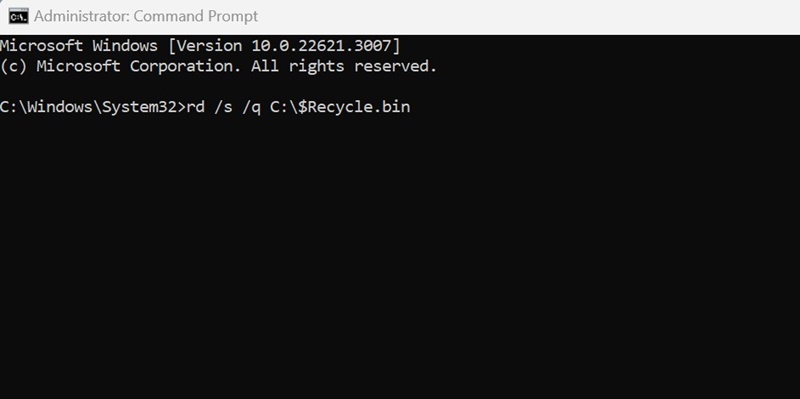 RD /S /Q C：\ $ recycle.bin