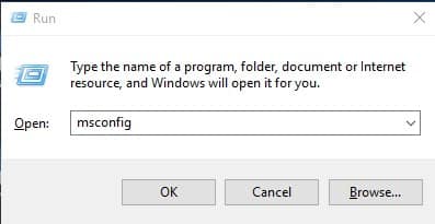在運行對話框上鍵入“ msconfig”